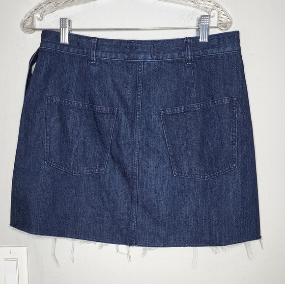 NWT Madewell Denim Raw-Hem Mini Wrap Jean Skirt Size 8 - Picture 13 of 16